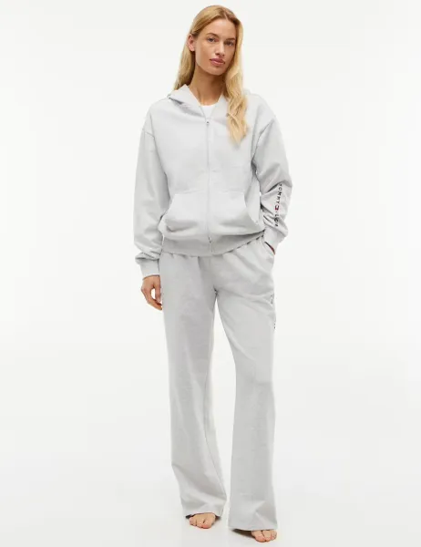 Tommy Hilfiger Essential Pure Cotton Zip Up Hoodie Grey Marl