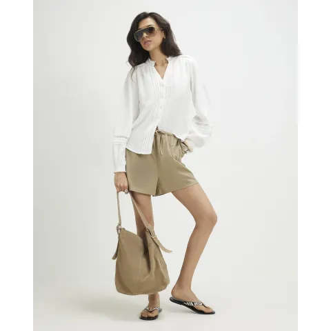 River Island Cotton Long Sleeve Pintuck Blouse