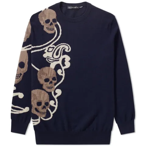 Skull Intarsia Crew Knit