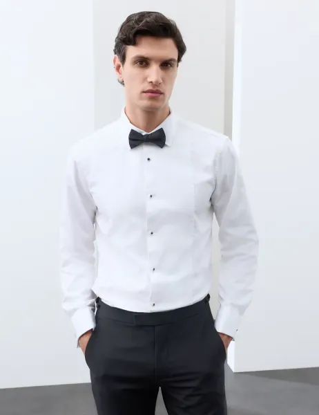 Slim Fit Performance Cotton Dress Shirt White