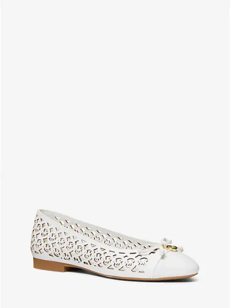 Michael Kors Piper Flex Perforated Logo Leather Ballet Flat