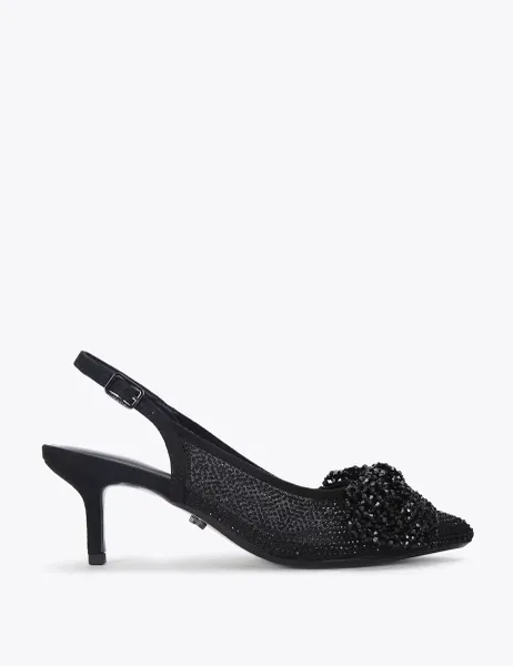 Carvela Embellished Bow Slingback Court Shoes Black