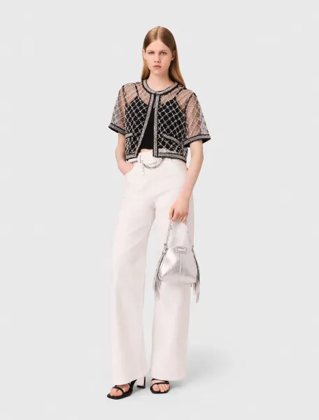 Embroidered tulle top