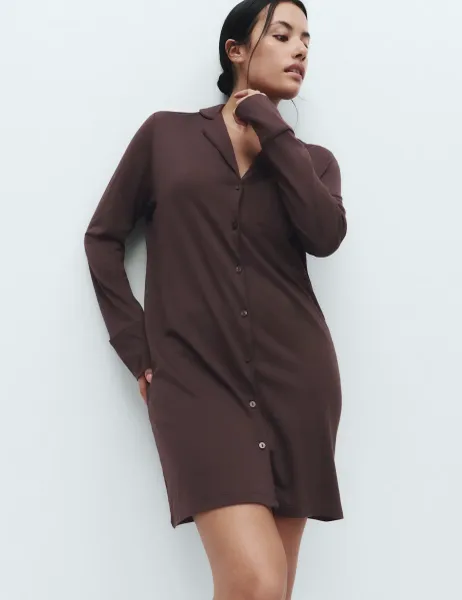 Marks & Spencer Cotton Modal Nightshirt Brown