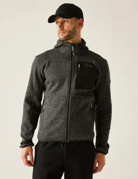 Regatta Newhill Textured Hooded Zip Up Fleece Grey Mix