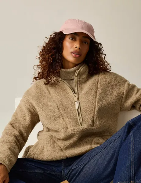 Regatta Frankie Borg Funnel Neck Longline Sweatshirt Beige