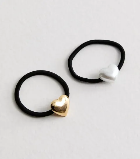 New Look Pack of 2 Multicoloured Heart Hair Bands