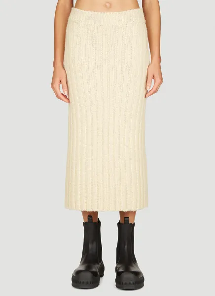 Wool Rib Midi Skirt