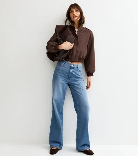 Women's Tall Light Blue Elasticated Waist Wide Leg Jeans