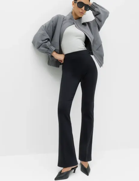 Marks & Spencer Jersey Elasticated Waist Flared Trousers Black