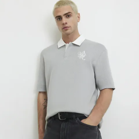 River Island Cotton Knitted Rugby Shirt