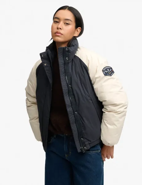 Superdry & Co Cotton Rich Water Resistant Padded Jacket Navy Mix