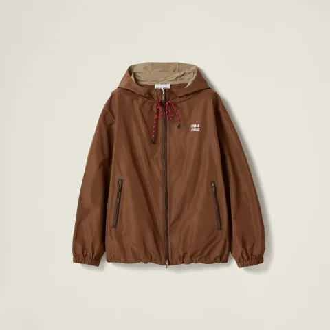 Technical fabric hoodie jacket