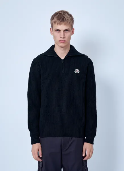 Moncler Logo Rib Wool Turtleneck