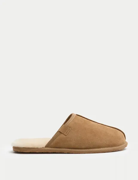 Marks & Spencer Suede Mule Slippers with Freshfeet Tan