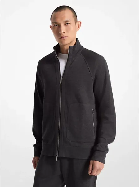 Michael Kors Ribbed Cotton Blend Knit Jacket