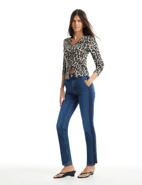 River Island Pure Cotton Mid Rise Cigarette Jeans Blue Denim