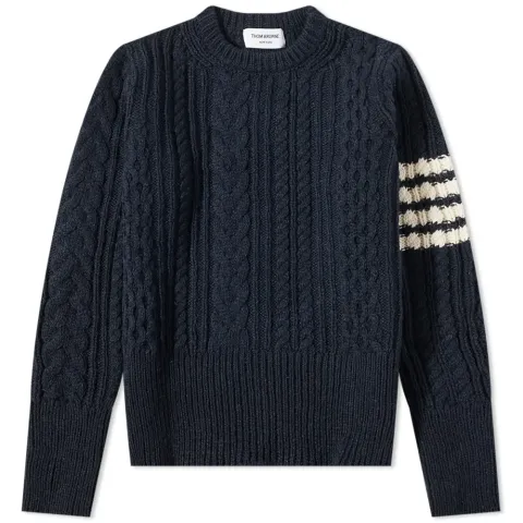 4 Bar Aran Cable Crew Knit