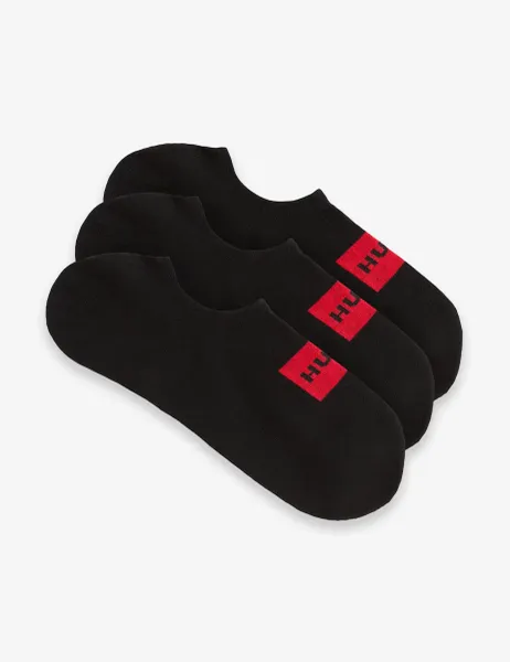 HUGO 3 Pack Logo Label Cotton Rich Trainer Socks
