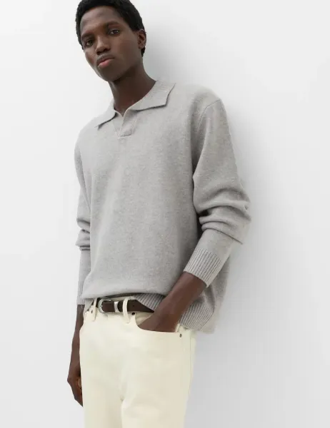 Marks & Spencer Relaxed Open Neck Jumper Grey