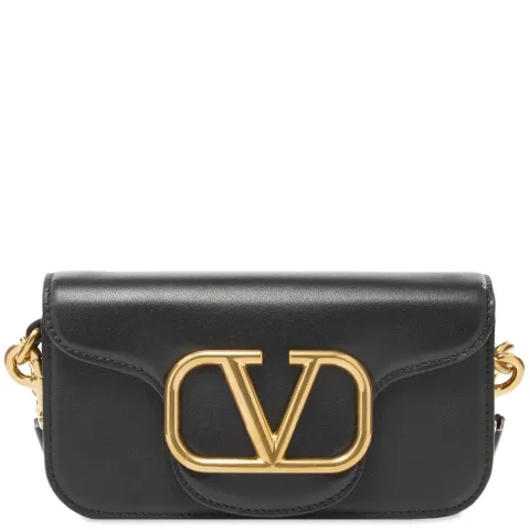 V Logo Leather Cross Body Bag