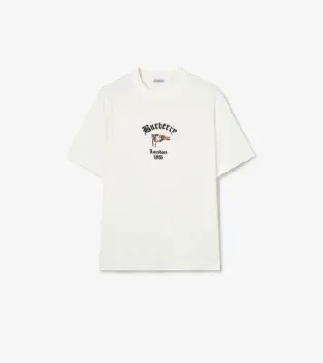 Check Flag Cotton T-shirt in Chalk white
