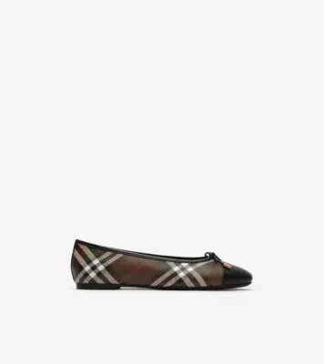 Check Canvas Highgate Ballerinas in Tobacco brown