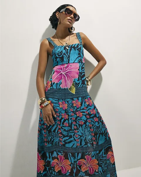 River Island Floral Printed Babydoll Maxi Dress