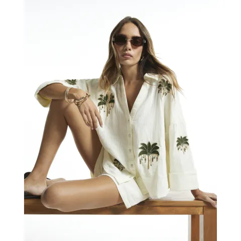 River Island Palm Tree Embellished Shirt