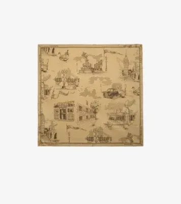 London Landmarks Silk Scarf in Sand beige