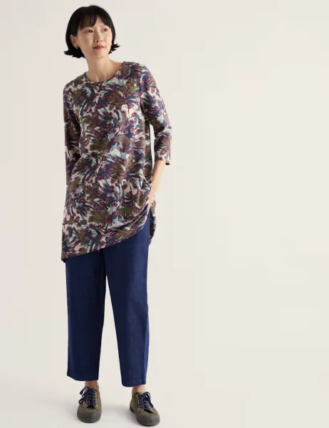 Seasalt Cornwall Floral Round Neck Tunic with Cotton White Mix