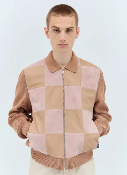 Checkerboard Zip-Front Jacket