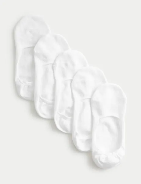 Marks & Spencer 5 Pack Cool & Fresh Cotton Rich No Show Trainer Liners White