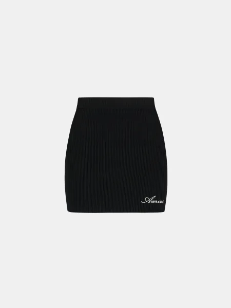 WOMEN - WOMEN'S SCRIPT RIB KNIT MINI SKIRT - Black