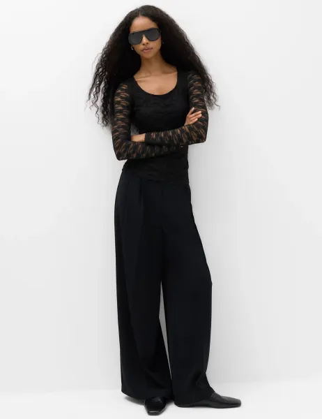 Marks & Spencer Lace Scoop Neck Top Black