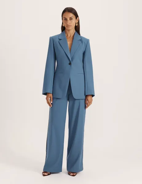 Saba Wool Rich Contoured Single Breasted Blazer Blue