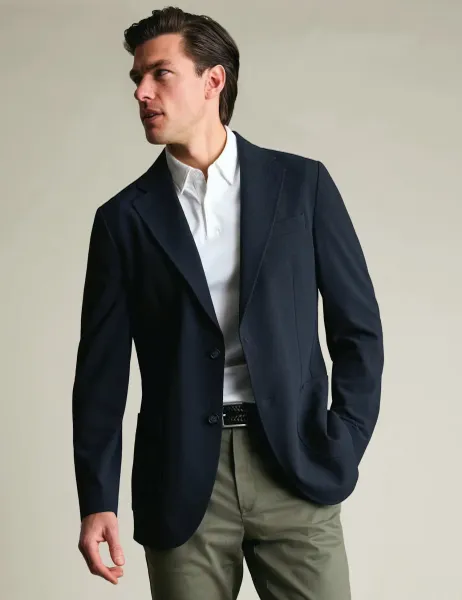 Charles Tyrwhitt Slim Fit Seersucker Single Breasted Jacket Navy