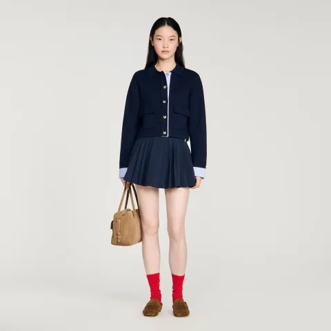 Wool polo cardigan