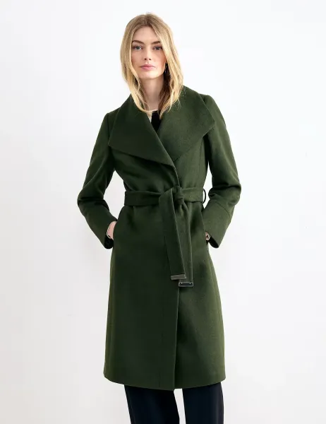 Phase Eight Wool Rich Belted Shawl Collar Coat Dark Green
