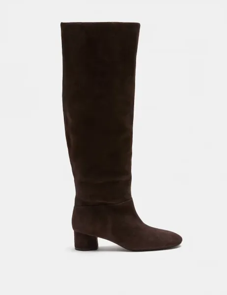 Marks & Spencer Suede Block Heel Knee High Boots Brown