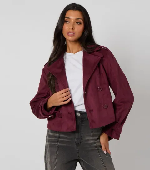 Women's Dark Purple Faux Suede Jacket