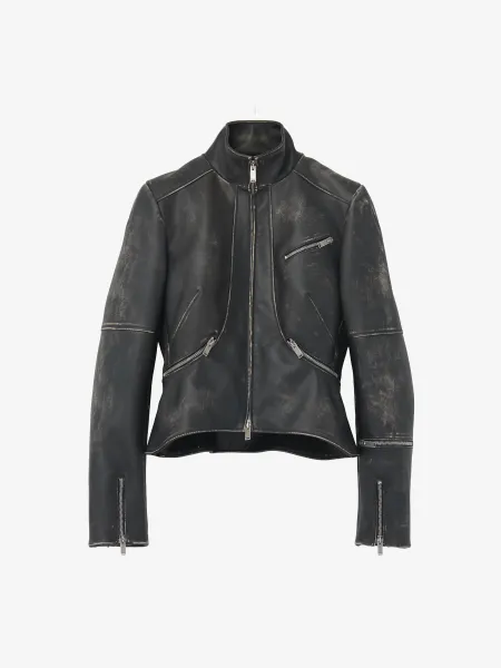 Brushed Leather Cropped Jacket