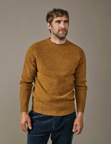 Aubin Pure Wool Crew Neck Jumper Tan