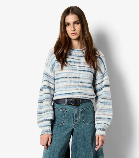 Women's Navy Multicoloured Stripe Jumper