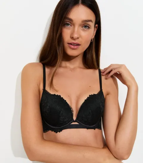 Women's Black Lace Push-Up Bra