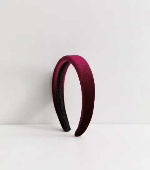 New Look Dark Burgundy Velvet Padded Headband