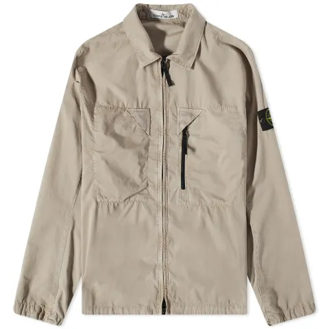 Brushed Cotton Canvas Zip Shirt Jacket