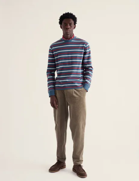 Seasalt Cornwall Pure Cotton Jersey Striped Long Sleeve Top Blue Mix
