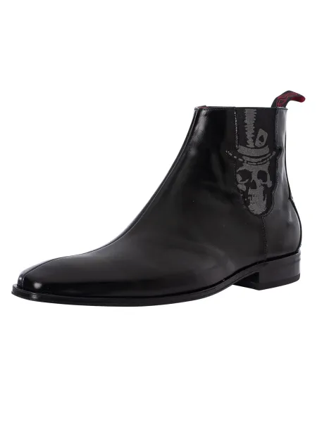 Jeffery West Skull Polished Leather Chelsea Boots