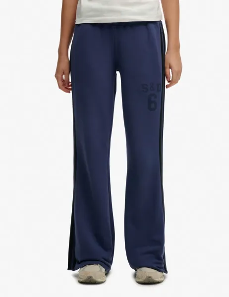 Superdry & Co Cotton Rich Side Stripe Wide Leg Joggers Blue Mix
